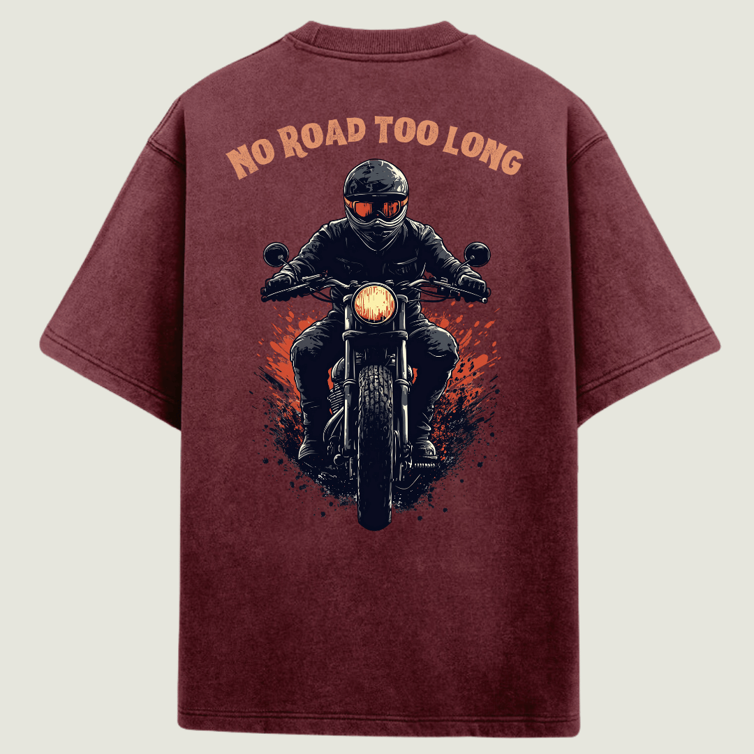 FRAGMENT Oversized Rider’s Code Maroon Cotton Tee