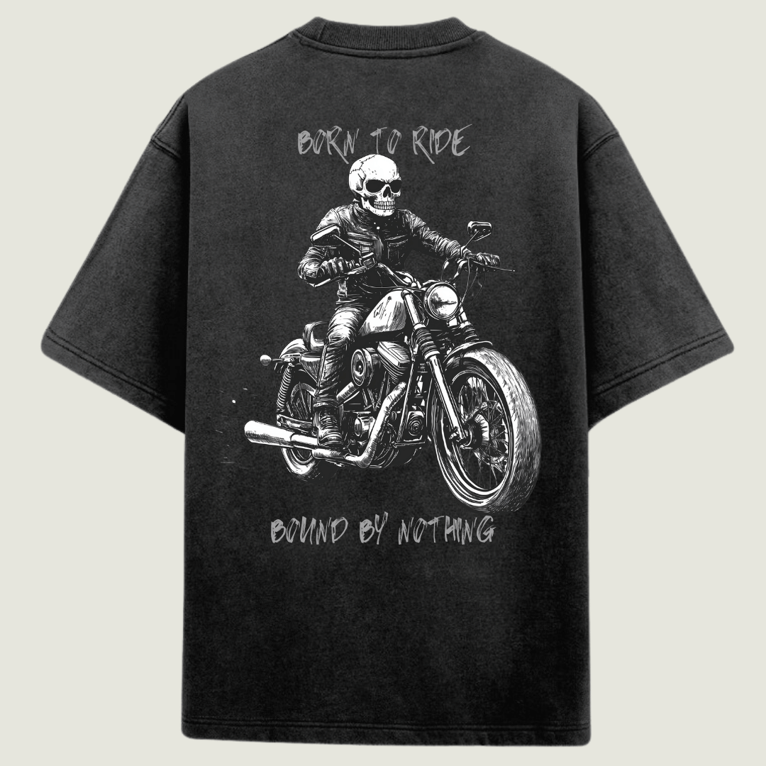 FRAGMENT Oversized Rider’s Code Black Cotton Tee