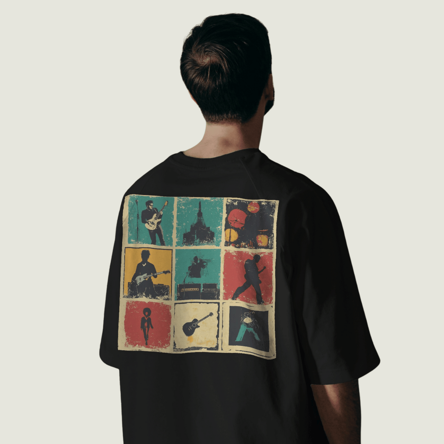 FRAGMENT Black Oversized Retro Graphic Tee