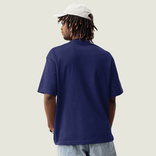 FRAGMENT Oversized Solid Navy Terry Cotton Tee