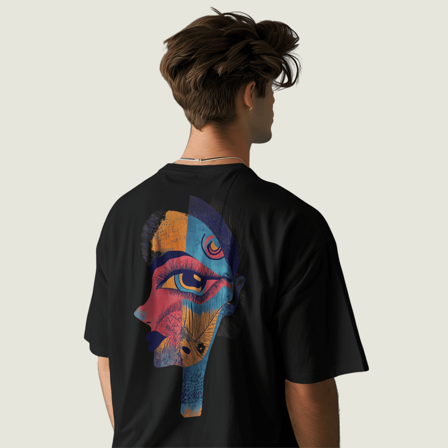 FRAGMENT Black Oversized Cultural Motifs Tee