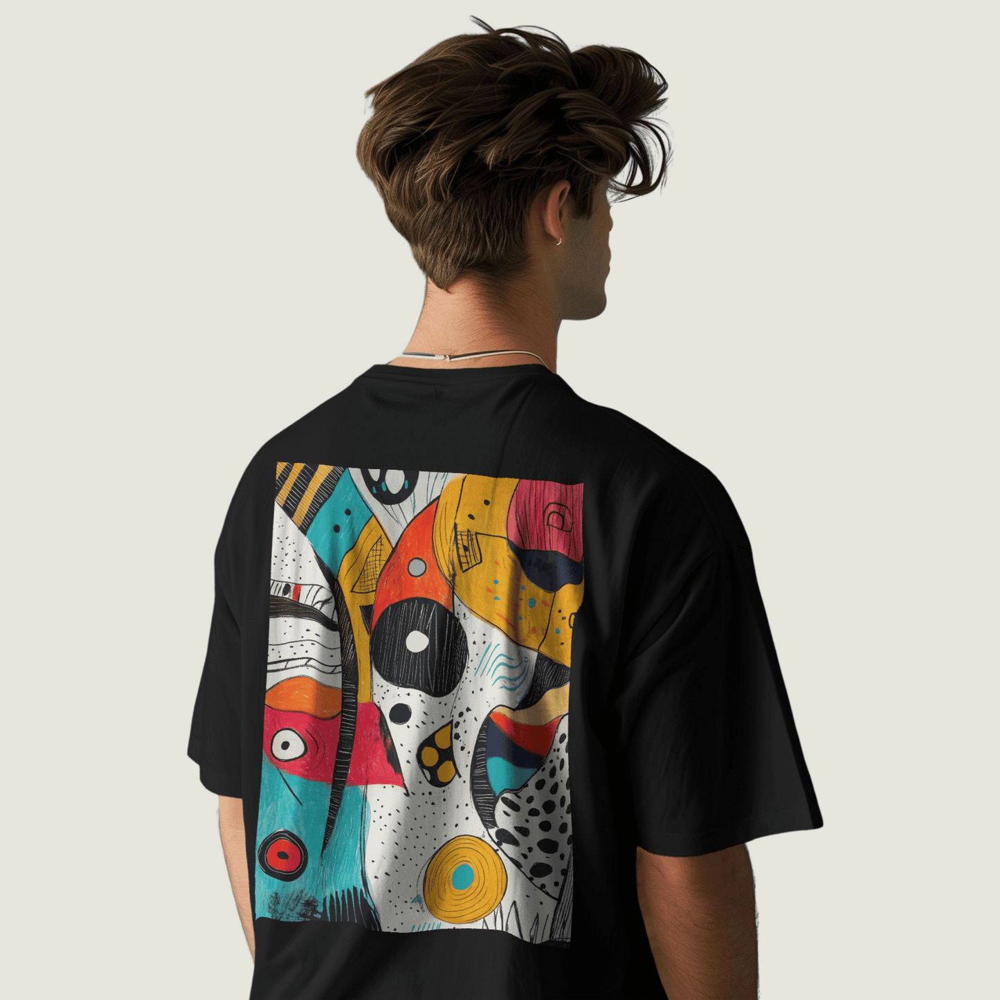 FRAGMENT Black Oversized Abstract Patterns Tee