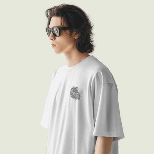 FRAGMENT White Oversized Line Art Tee