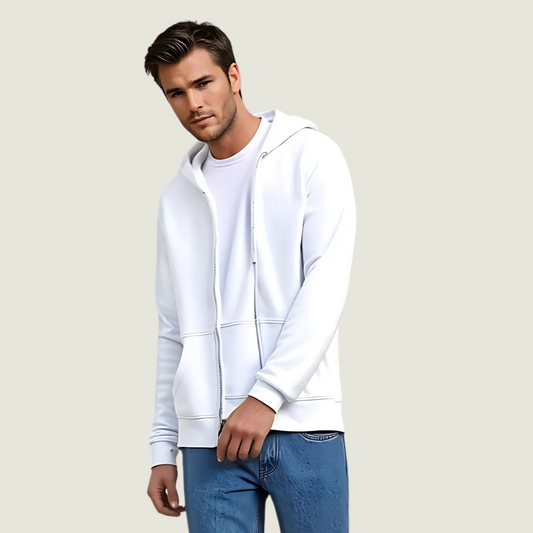 FRAGMENT Heavyweight White Zip-Up Hoodie