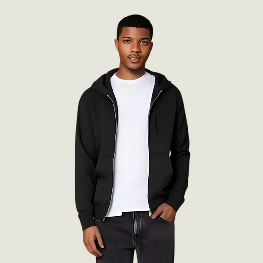 FRAGMENT Heavyweight Black Zip-Up Hoodie