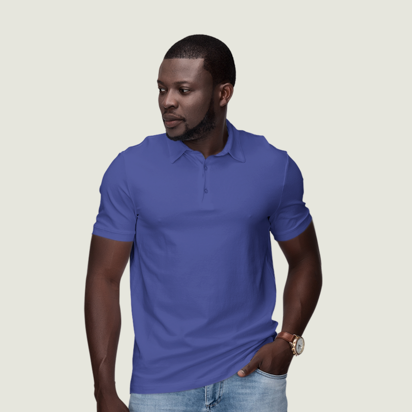 FRAGMENT Classic Cobalt Blue Cotton Polo Shirt