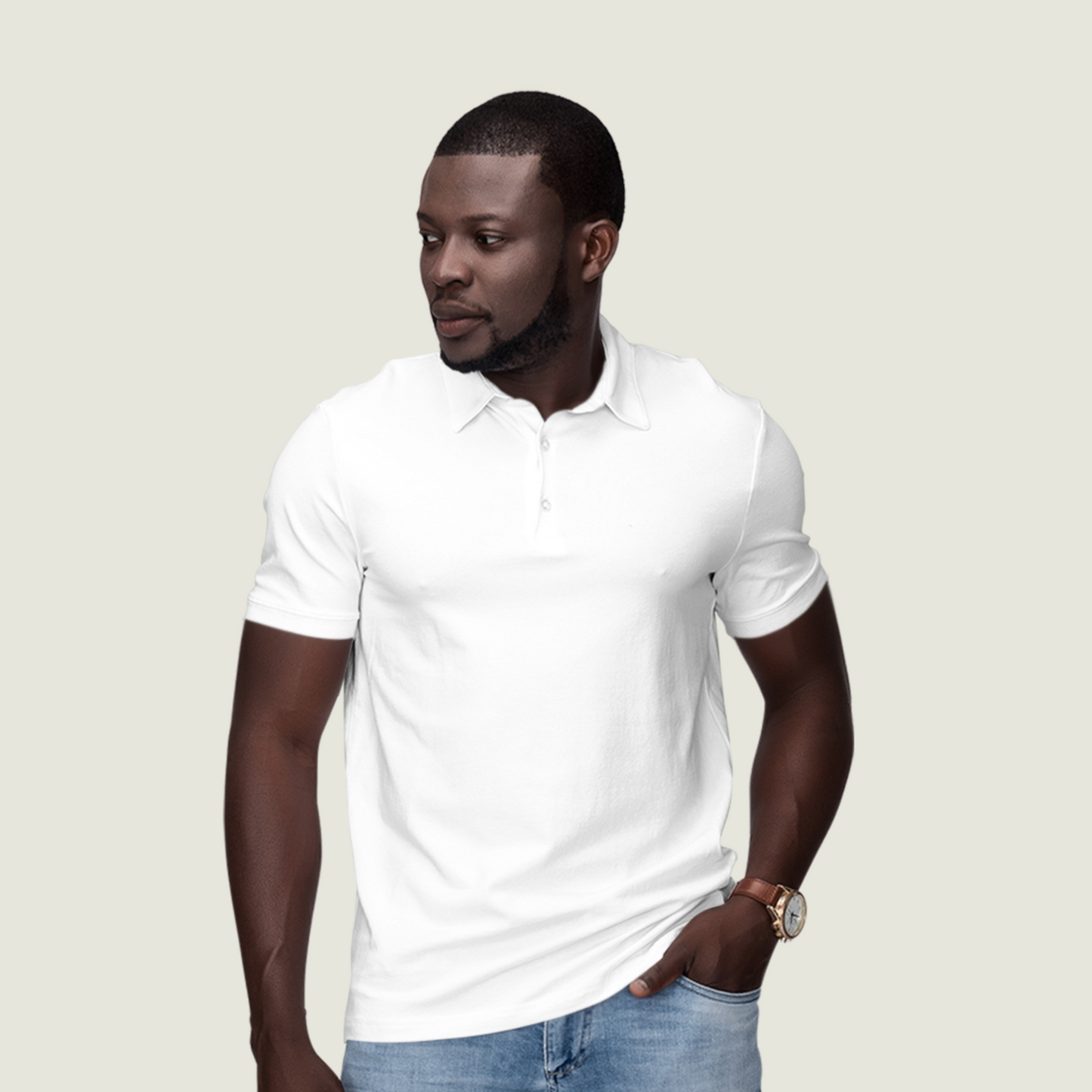 FRAGMENT Classic White Cotton Polo Shirt