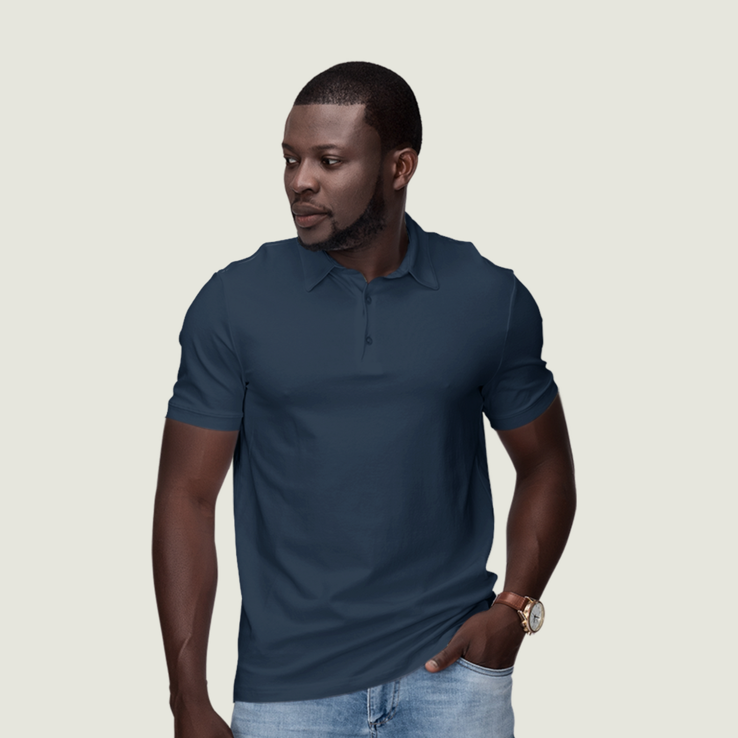 FRAGMENT Classic Navy Cotton Polo Shirt