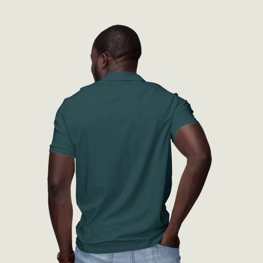 FRAGMENT Classic Teal Blue Cotton Polo Shirt