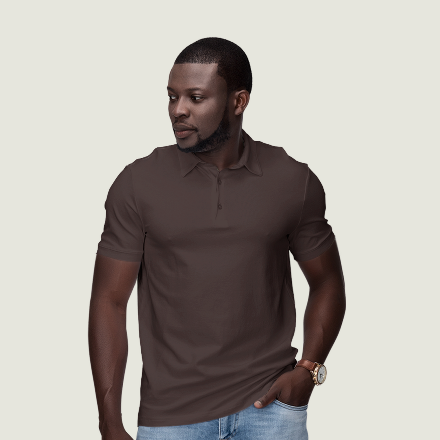 FRAGMENT Classic Cocoa Brown Cotton Polo Shirt