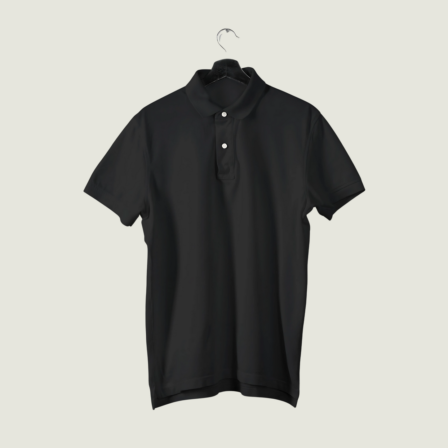 FRAGMENT Classic Black Cotton Polo Shirt