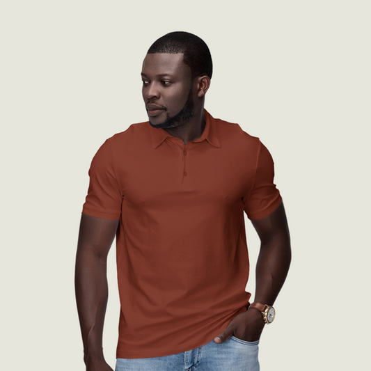 FRAGMENT Classic Clay Red Cotton Polo Shirt