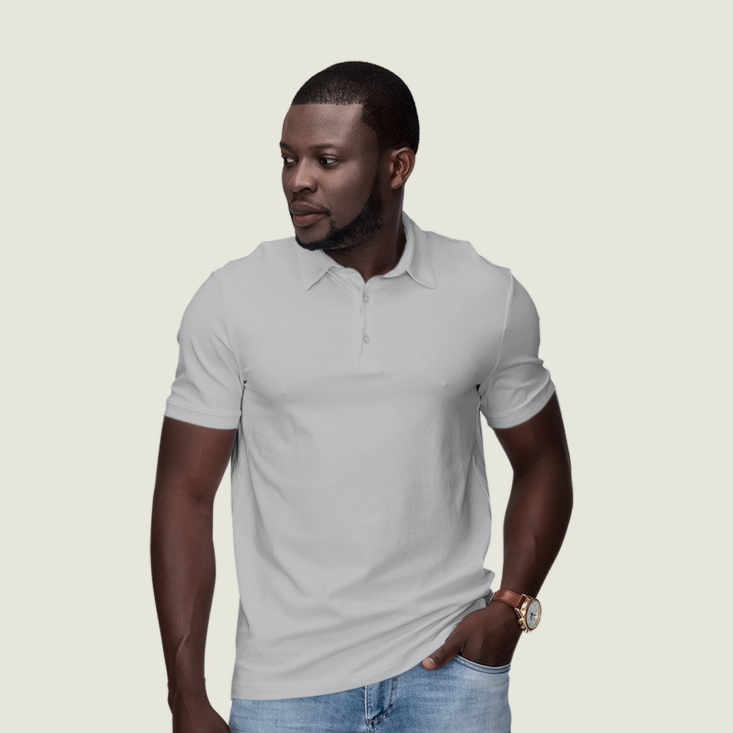 FRAGMENT Classic Grey Cotton Polo Shirt