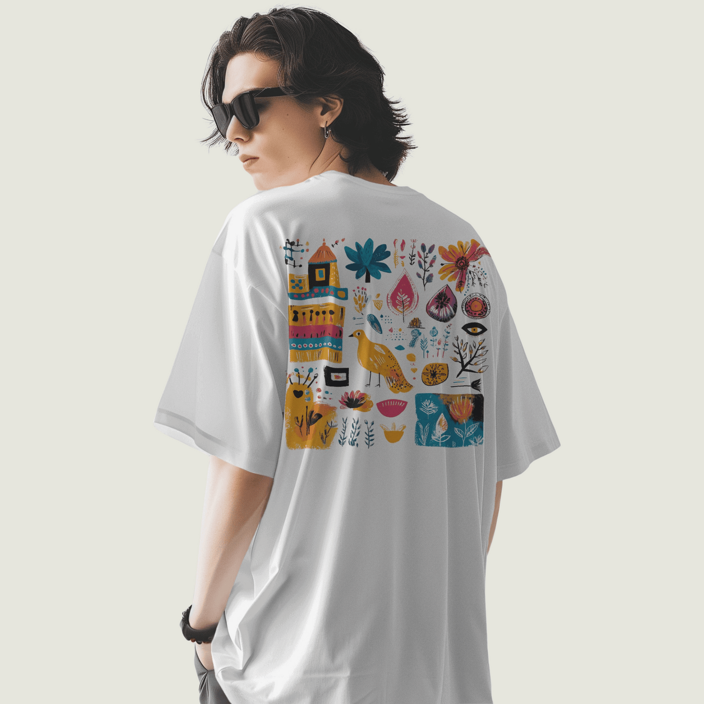 FRAGMENT White Oversized Cultural Motifs Tee