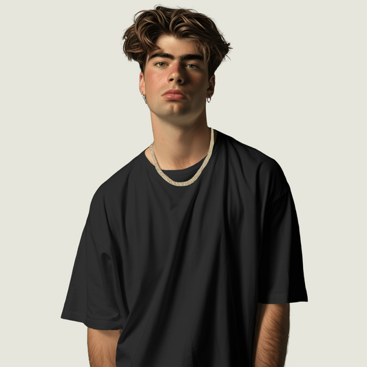 FRAGMENT Black Oversized Abstract Patterns Tee