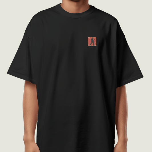 FRAGMENT Black Oversized Retro Graphic Tee