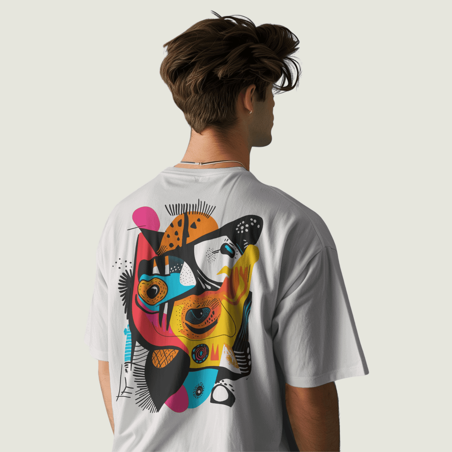 FRAGMENT White Oversized Abstract Patterns Tee