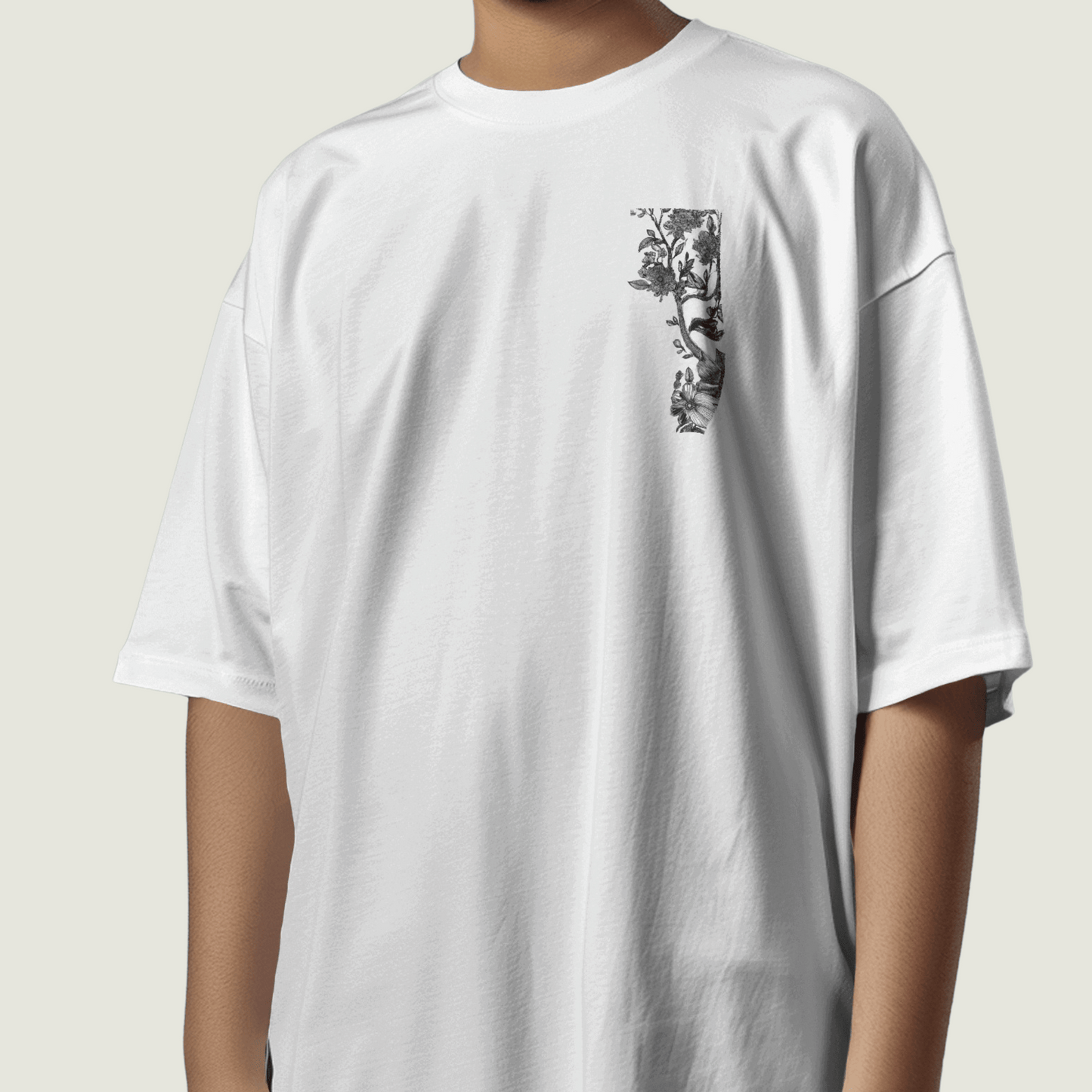 FRAGMENT White Oversized Line Art Tee