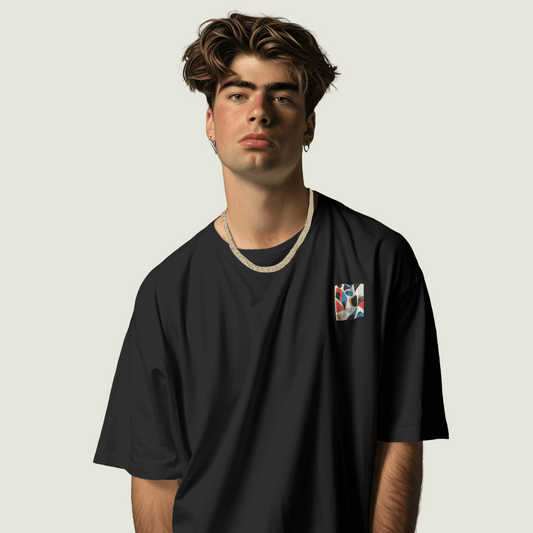 FRAGMENT Black Oversized Abstract Doodles Tee