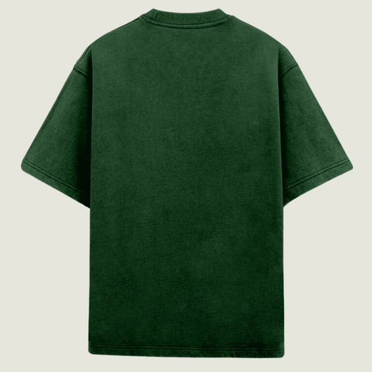 FRAGMENT Oversized Rider’s Code Bottle Green Cotton Tee