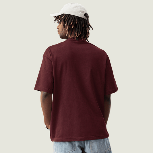 FRAGMENT Oversized Solid Maroon Terry Cotton Tee