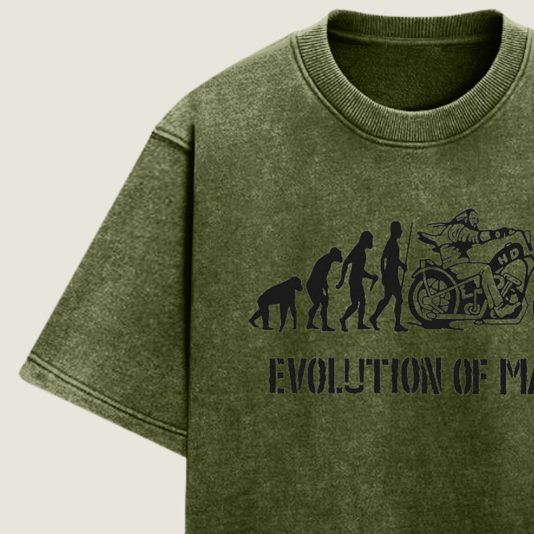 FRAGMENT Oversized Rider’s Code Olive Green Cotton Tee