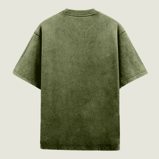 FRAGMENT Oversized Rider’s Code Olive Green Cotton Tee