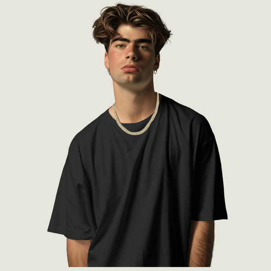 FRAGMENT Black Oversized Cultural Motifs Tee