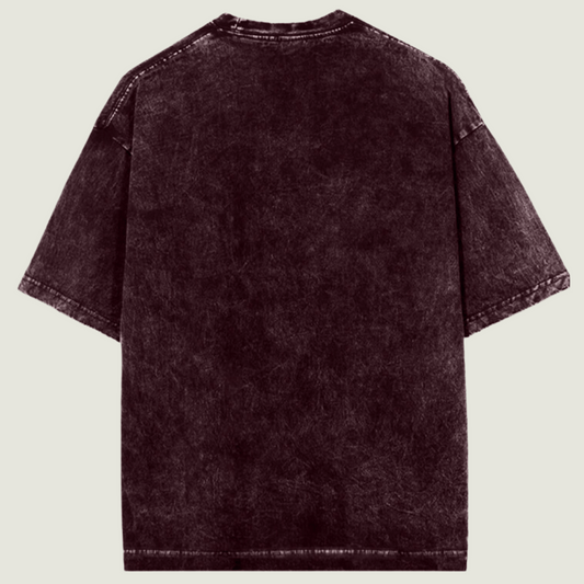 FRAGMENT Oversized Acid Wash Maroon Cotton Tee