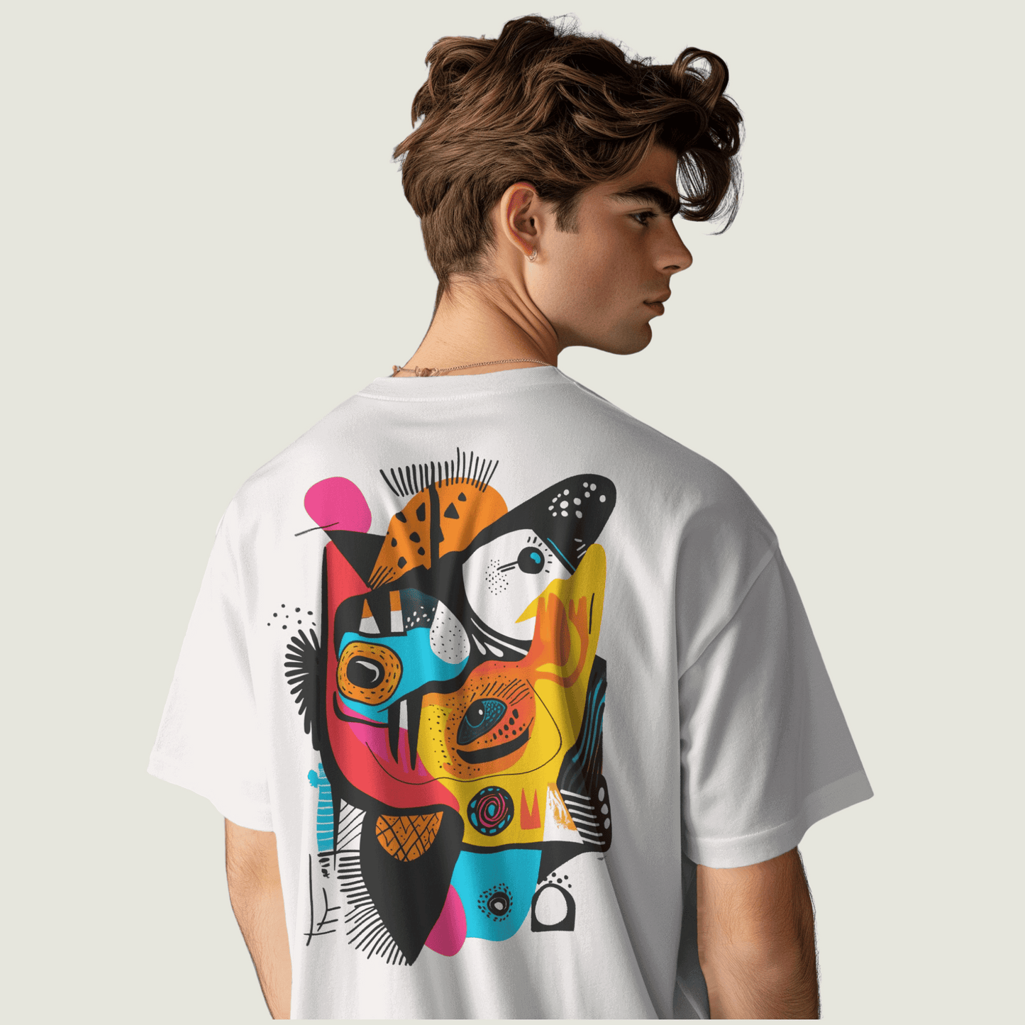 FRAGMENT White Oversized Abstract Patterns Tee