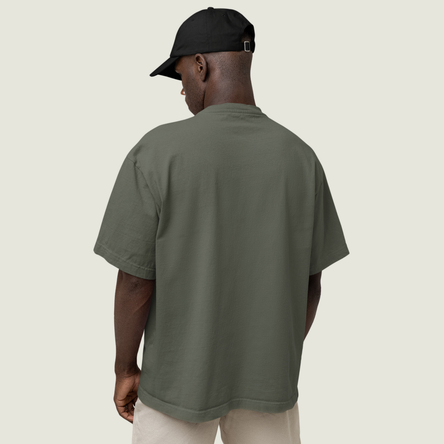 FRAGMENT Oversized Solid Olive Green Cotton Tee