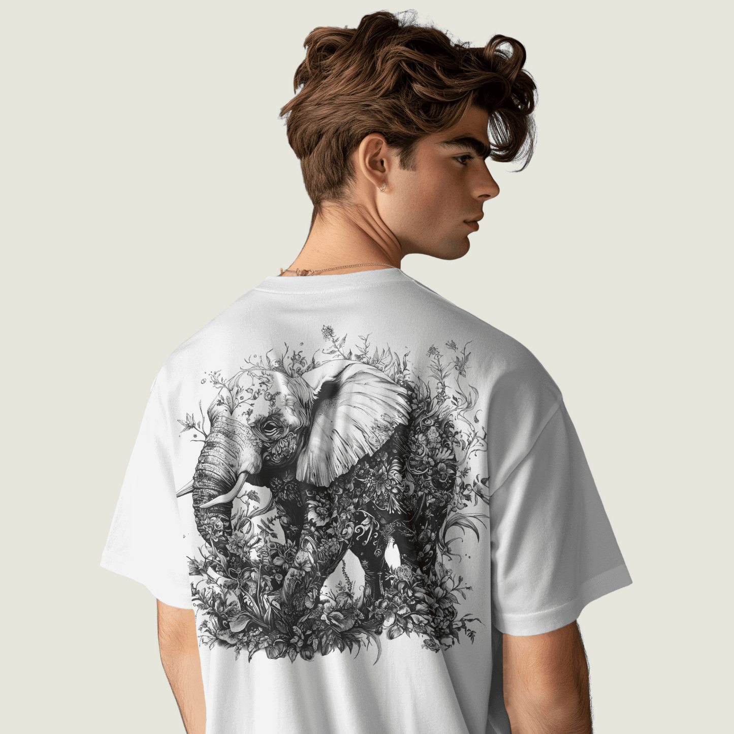 FRAGMENT White Oversized Line Art Tee