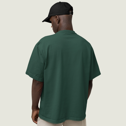 FRAGMENT Oversized Solid Bottle Green Cotton Tee