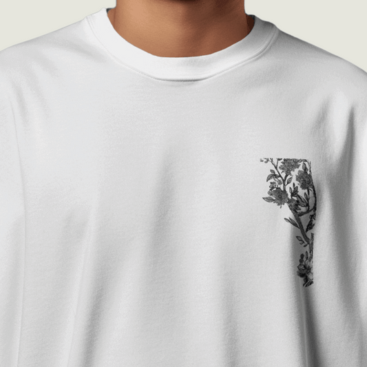FRAGMENT White Oversized Line Art Tee