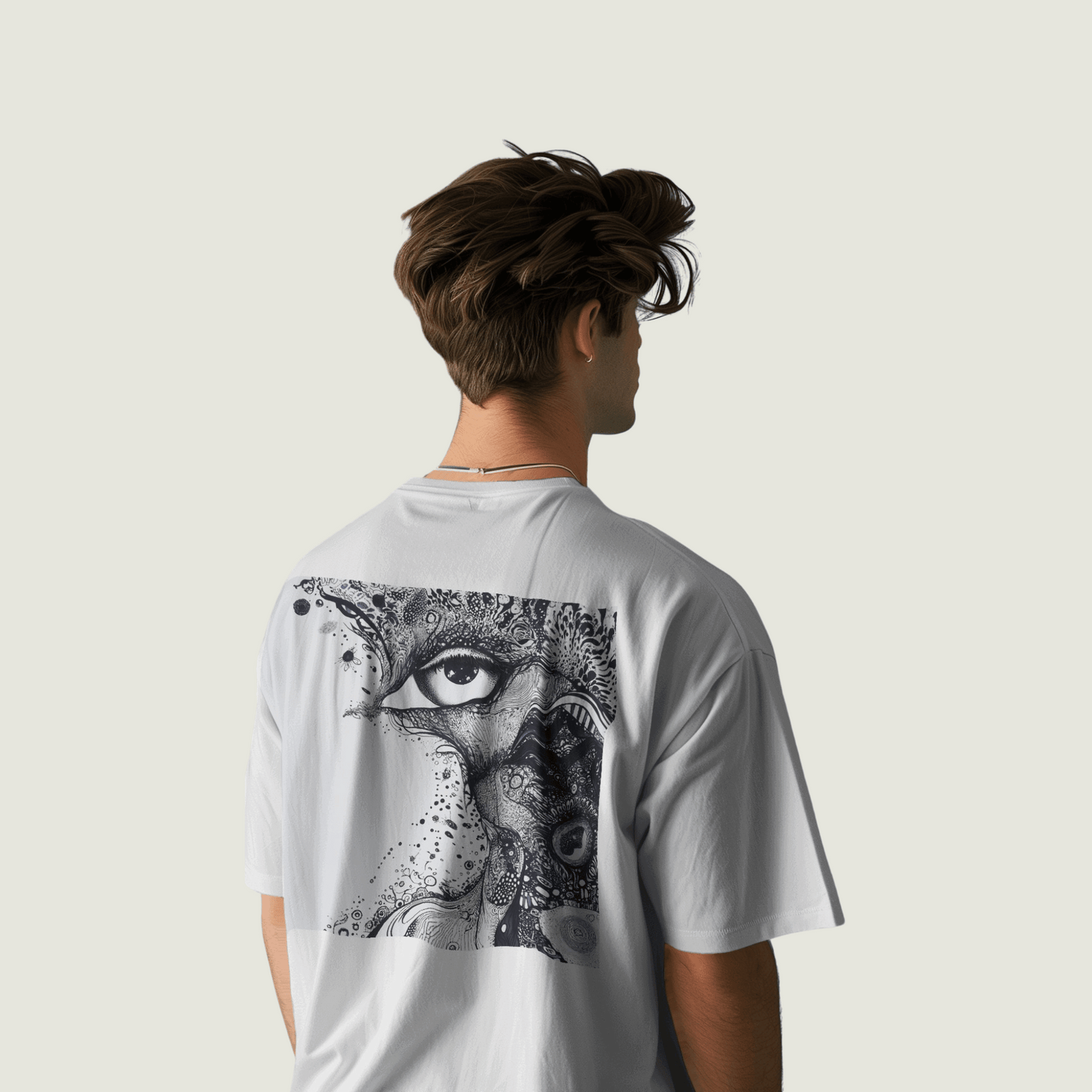 FRAGMENT White Oversized Line Art Tee