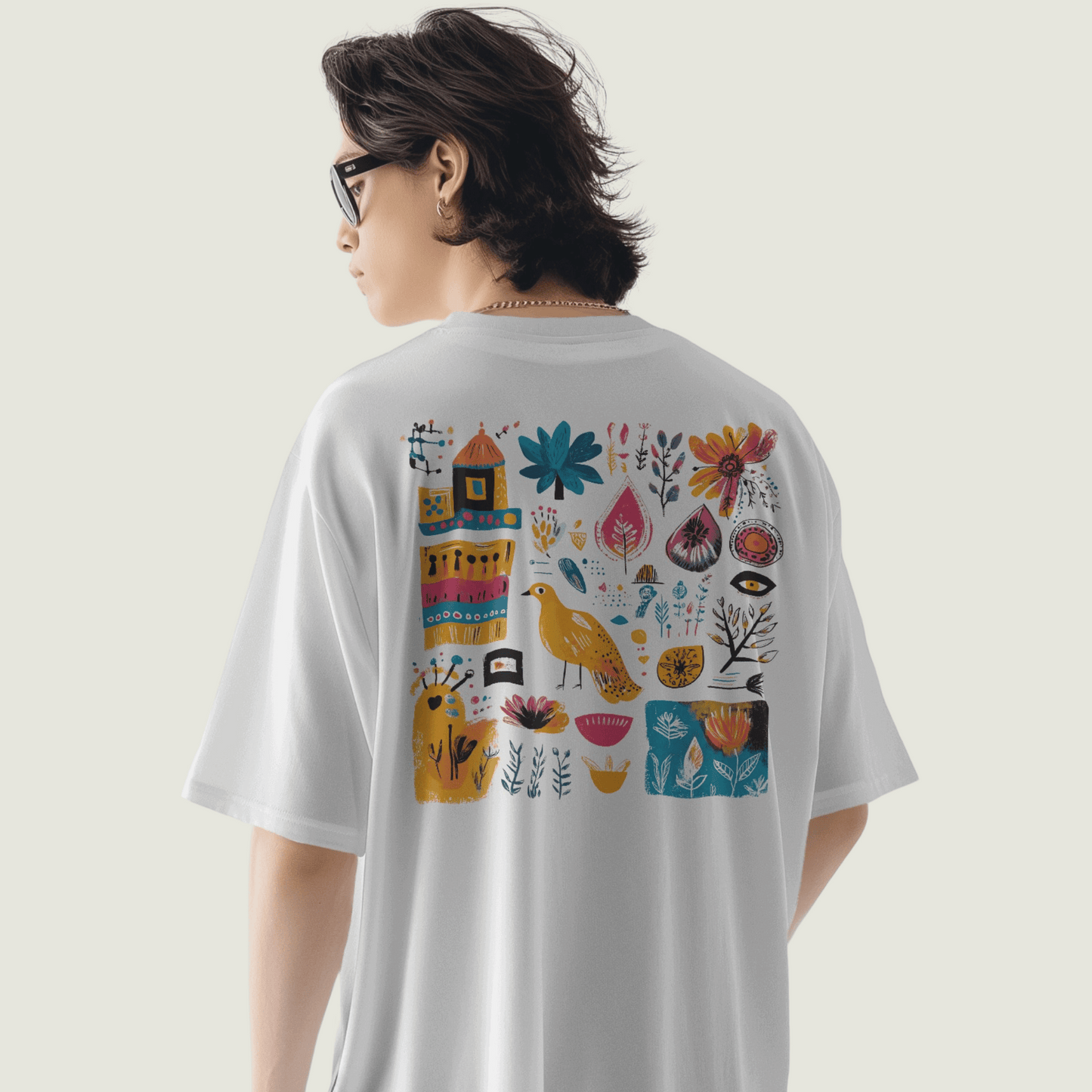 FRAGMENT White Oversized Cultural Motifs Tee