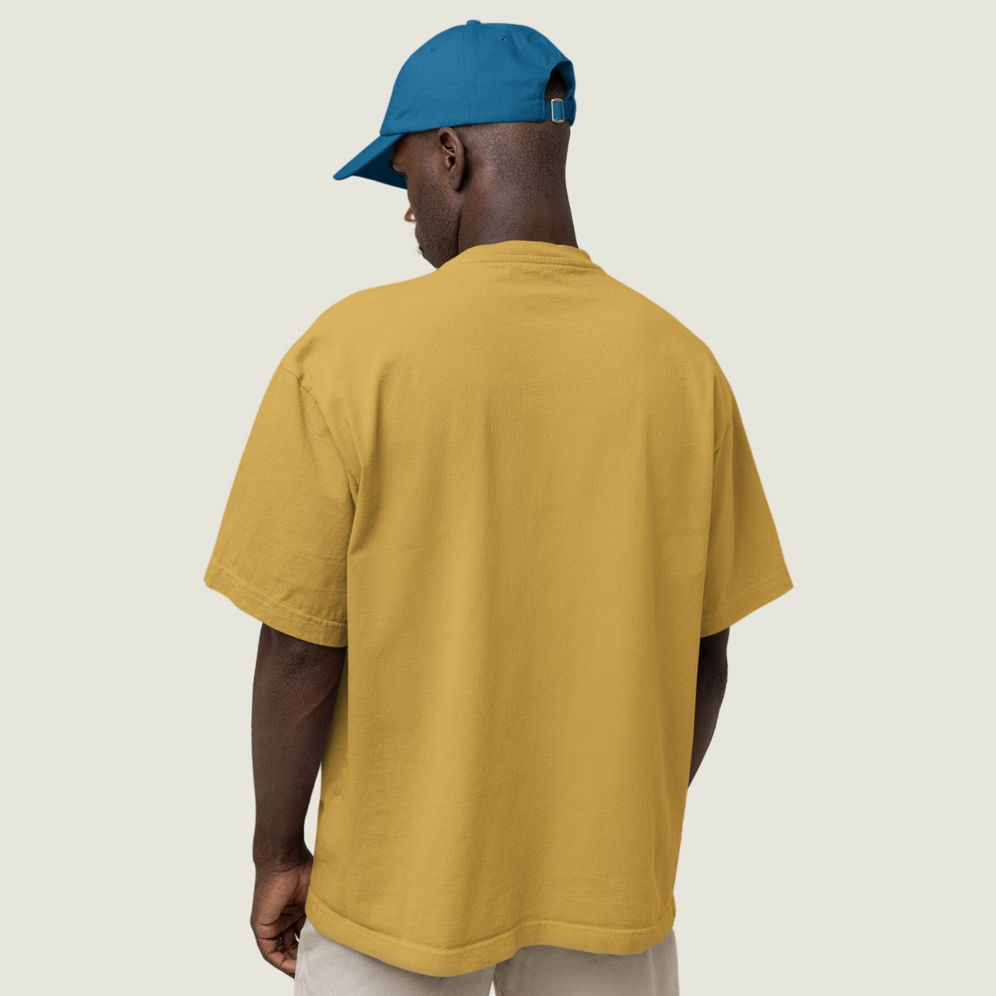 FRAGMENT Oversized Solid Mustard Yellow Cotton Tee