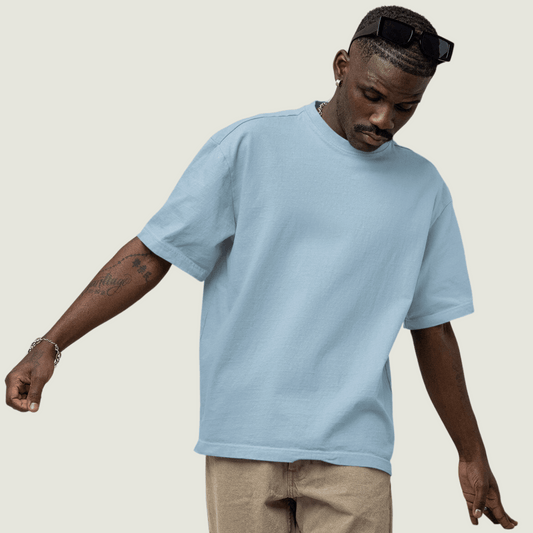 FRAGMENT Oversized Solid Serene Blue Terry Cotton Tee