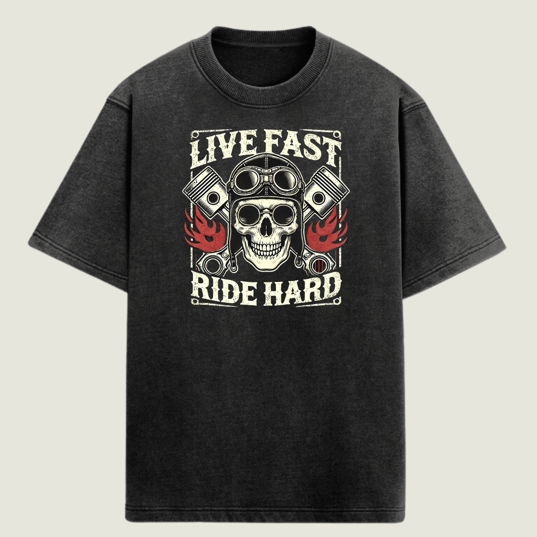 FRAGMENT Oversized Rider’s Code Black Cotton Tee