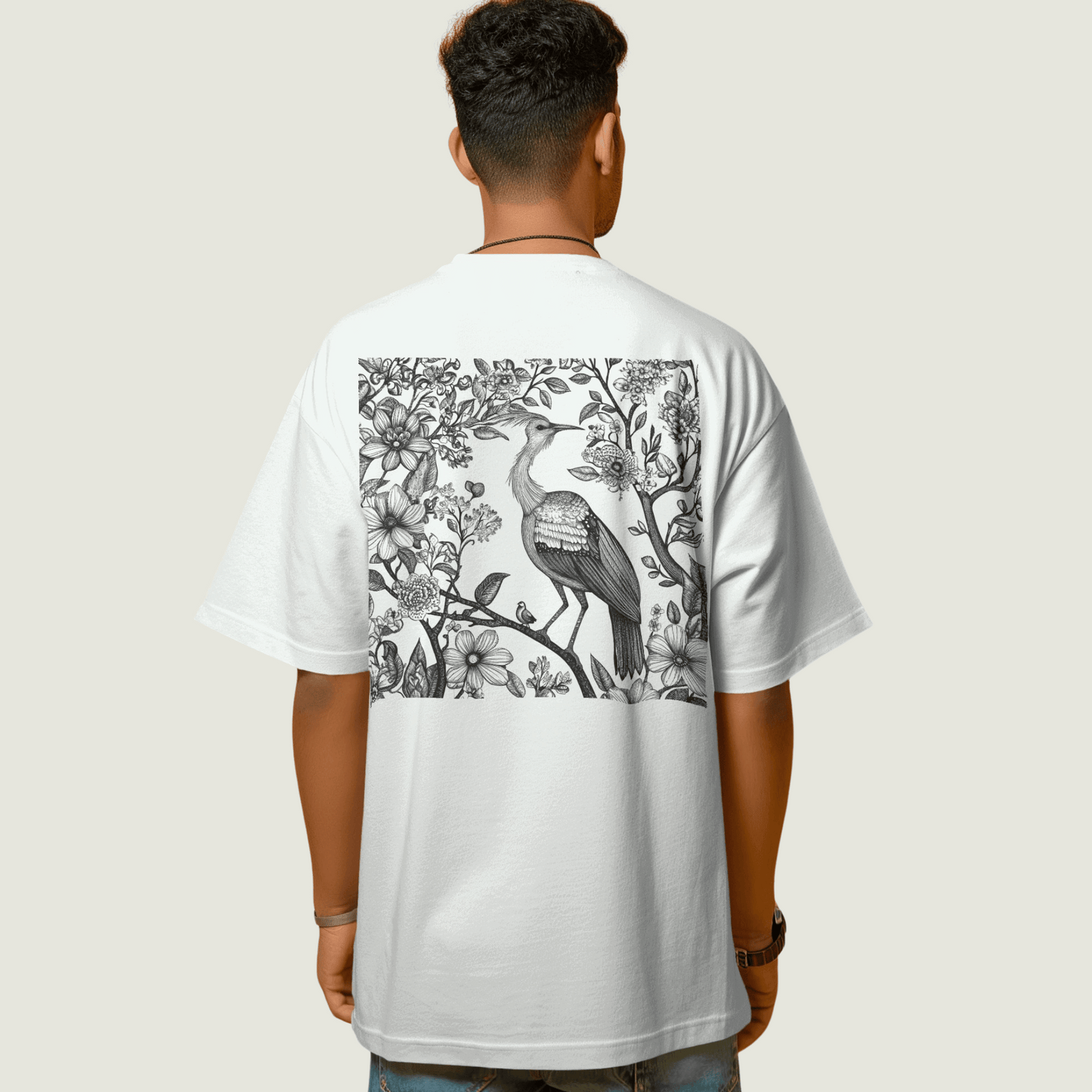 FRAGMENT White Oversized Line Art Tee