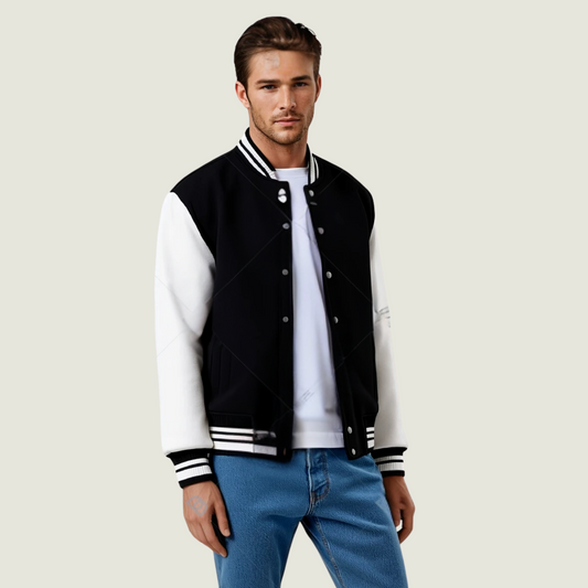 FRAGMENT Classic Black Cotton Varsity Jacket