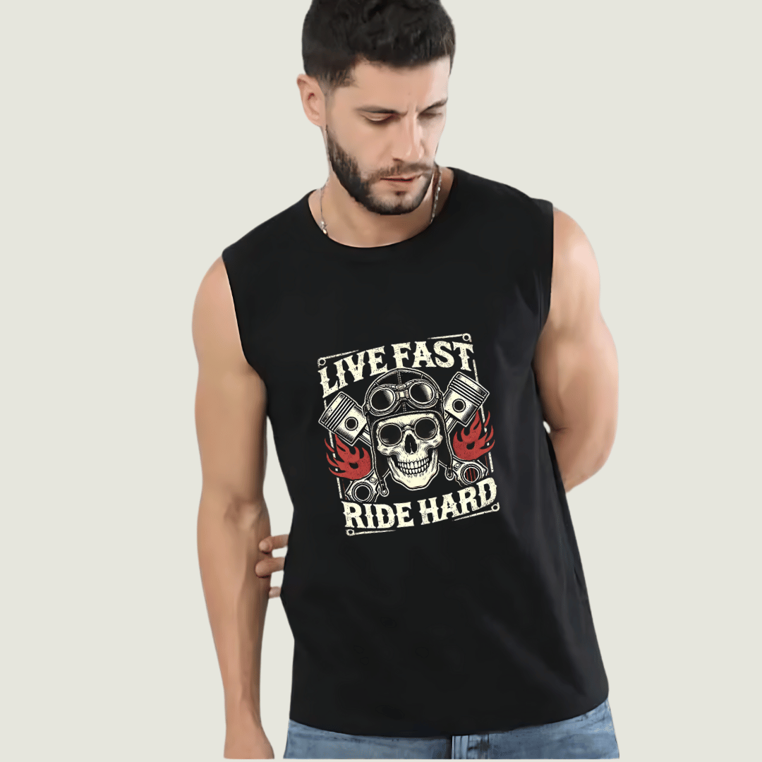 Muscle Rider FRAGMENT Rider’s Code Black Cotton Muscle Tee – Lost Season