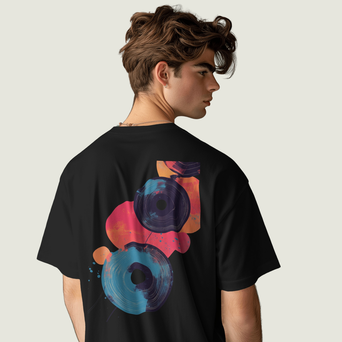 FRAGMENT Black Oversized Retro Graphic Tee