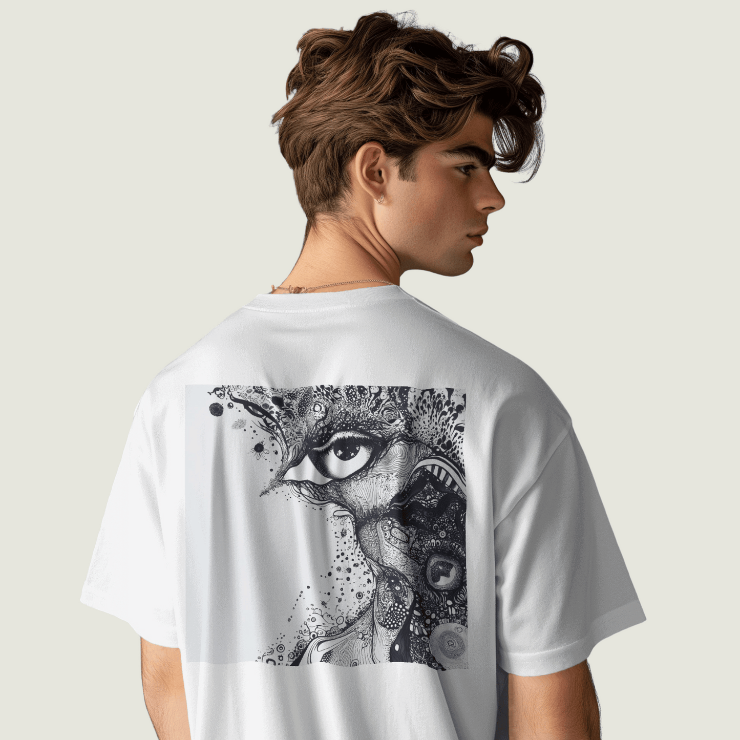 FRAGMENT White Oversized Line Art Tee