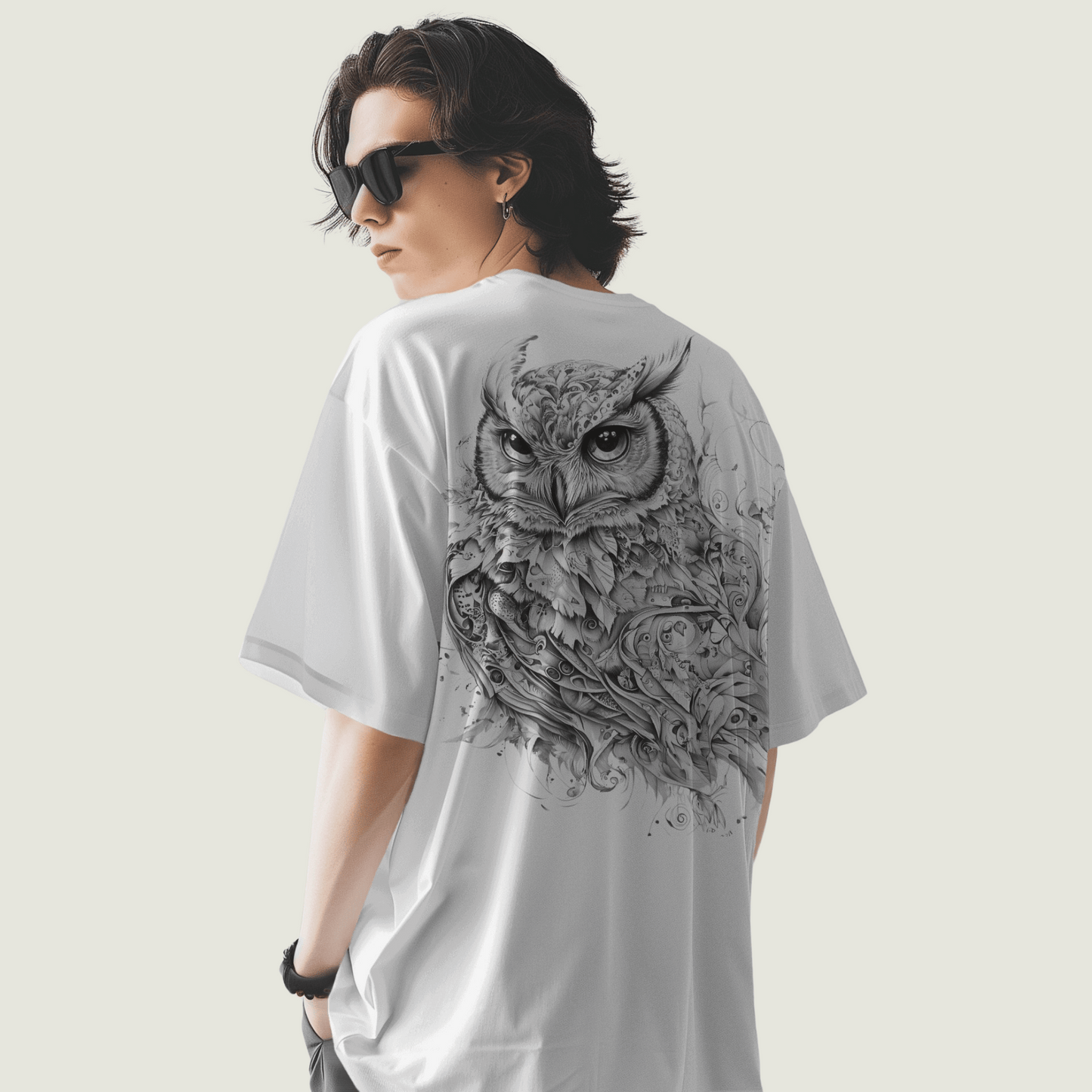 FRAGMENT White Oversized Line Art Tee