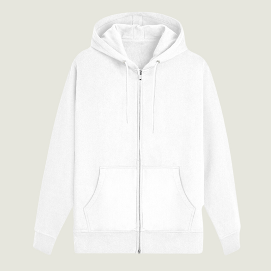 FRAGMENT Heavyweight White Zip-Up Hoodie