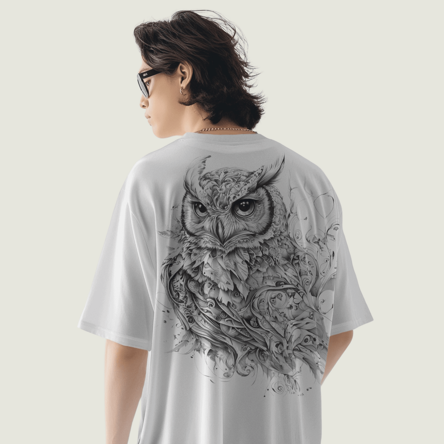 FRAGMENT White Oversized Line Art Tee