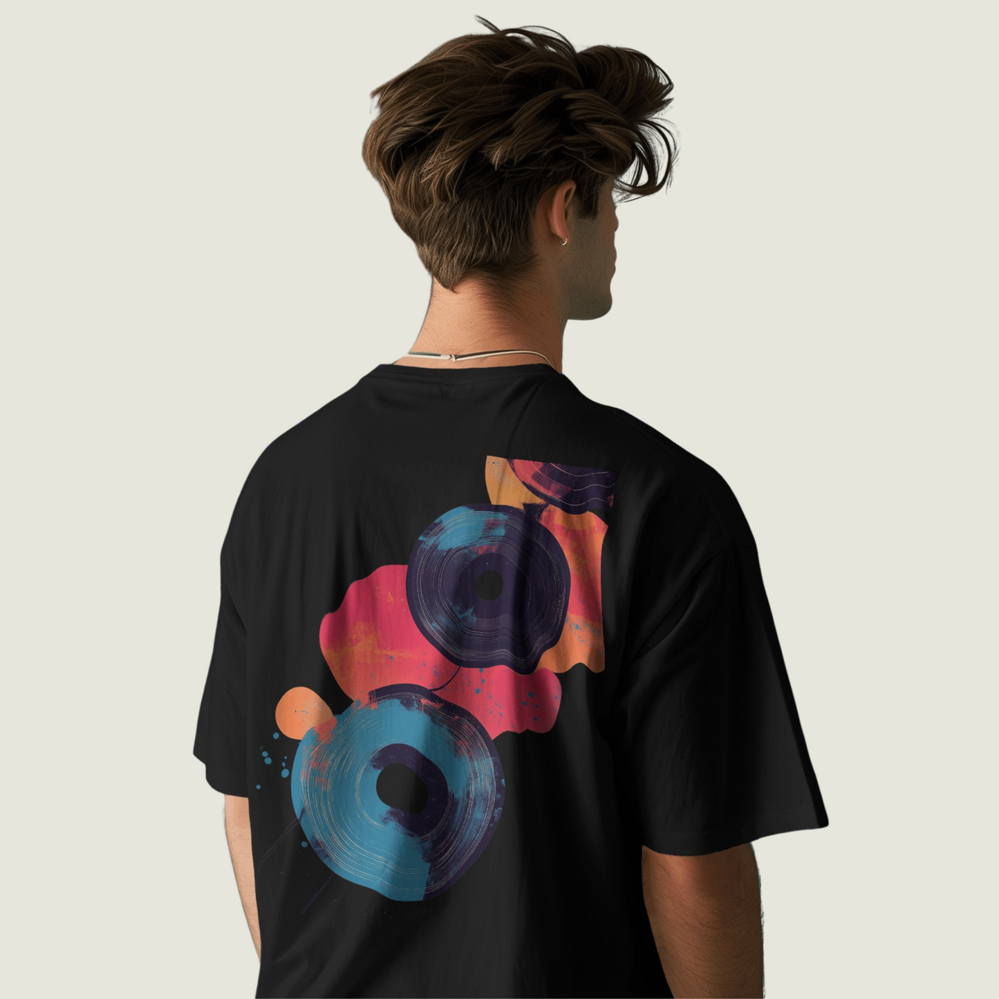 FRAGMENT Black Oversized Retro Graphic Tee