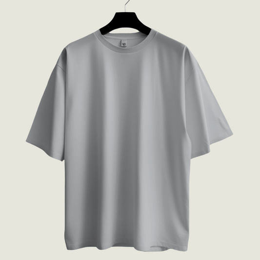 FRAGMENT Oversized Solid Grey Cotton Tee